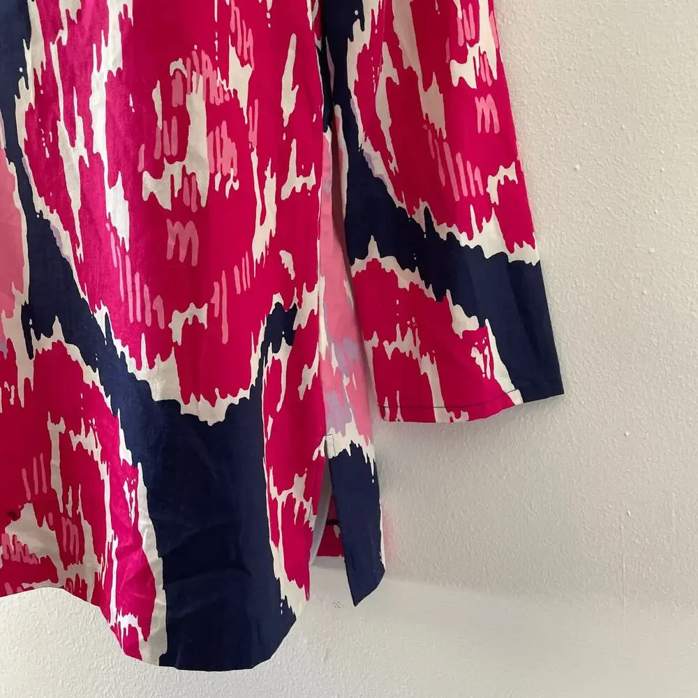 Lilly Pulitzer Tunic Womens XS Ciara Pink Blue Retro Floral Resort Vacation